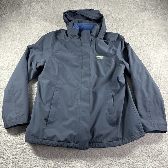 L.L.Bean Sweater Fleece 3-in-1 Jacket Women's Large‎ Blue Hooded Durable 501839 - Picture 1 of 13